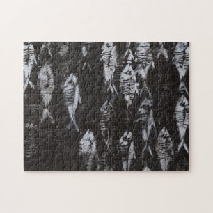 Fossile weiße Fische im schwarzen Hintergrund Puzzle