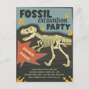 Fossilien-Ausgrabung Dinosaurier-Geburtstagsfeier Postkarte
