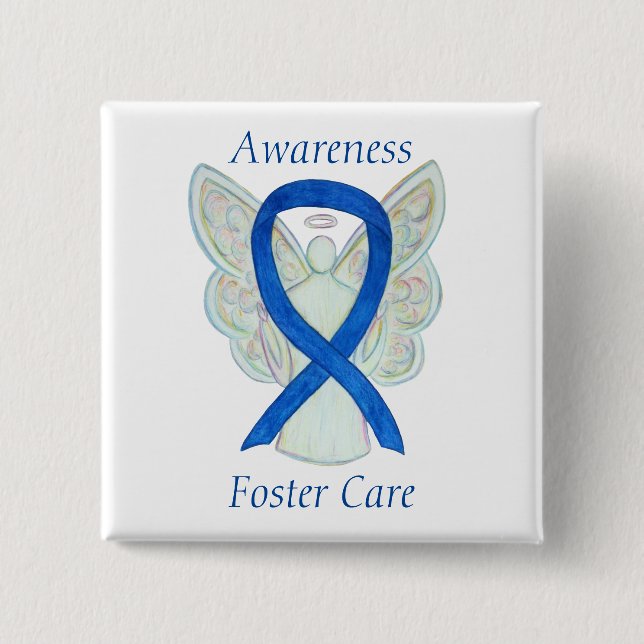Foster Care Angel Blue Awareness Ribbon Button (Vorderseite)