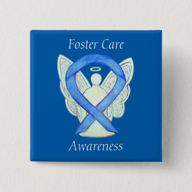 Foster Care Angel Blue Awareness Ribbon Button (Vorderseite)