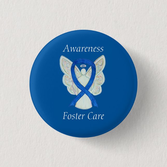 Foster Care Angel Blue Awareness Ribbon Button (Vorderseite)