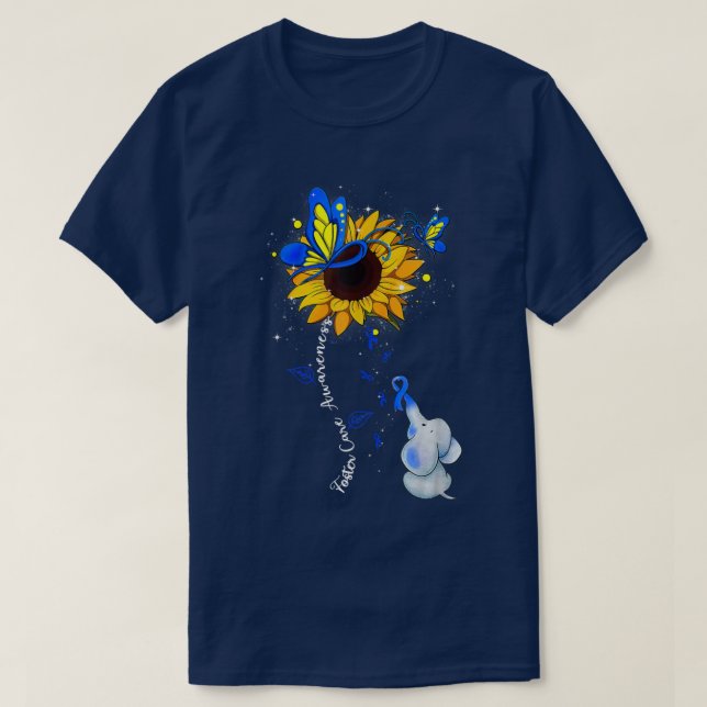 Foster Care Awareness Sunflower Elephant Men Women T-Shirt (Design vorne)