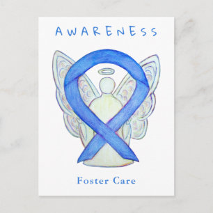 Foster Care Blue Awareness Ribbon Angel Cards Postkarte