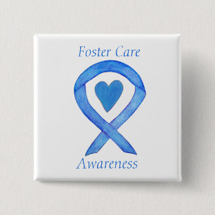 Foster Care Blue Awareness Ribbon Hefttasten Button