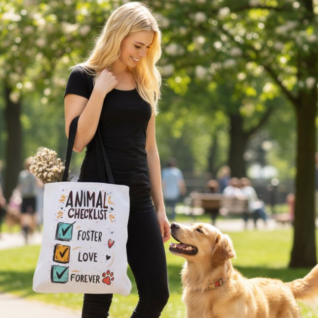 Foster Checklist Tote Bag-Shelter Volunteer Gesche (Personalized Animal foster tote bag)