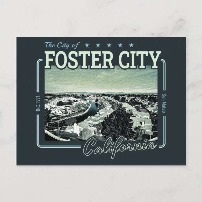FOSTER CITY SAN MATEO CALIFORNIA POSTKARTE (Vorderseite)