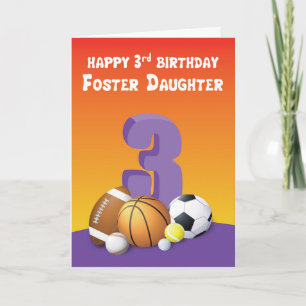Foster Daughter 3. Geburtstagssportbälle Karte