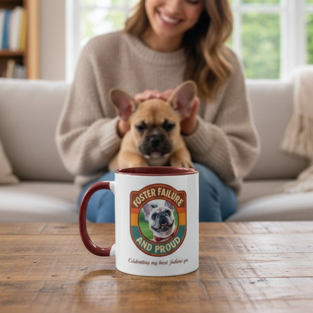 Foster Failure und stolz Retro-Tierrettungsgeschen Tasse (Animal foster failure photo coffee mug)