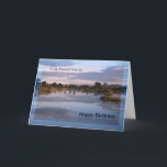 Foster Son, Lake at Morgengrauen Geburtstagskarte Karte<br><div class="desc">Schönes Foto eines Sees bei Morgengrauen mit Wolken, die im Wasser reflektieren. Eine tolle Art, jemandem einen guten Geburtstag zu wünschen. Copyright Norma Cornes.</div>