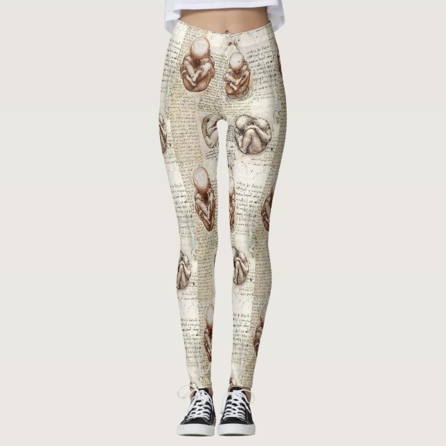Fötale Zeichnungen Leonardo da Vincis Leggings (Vorderseite)