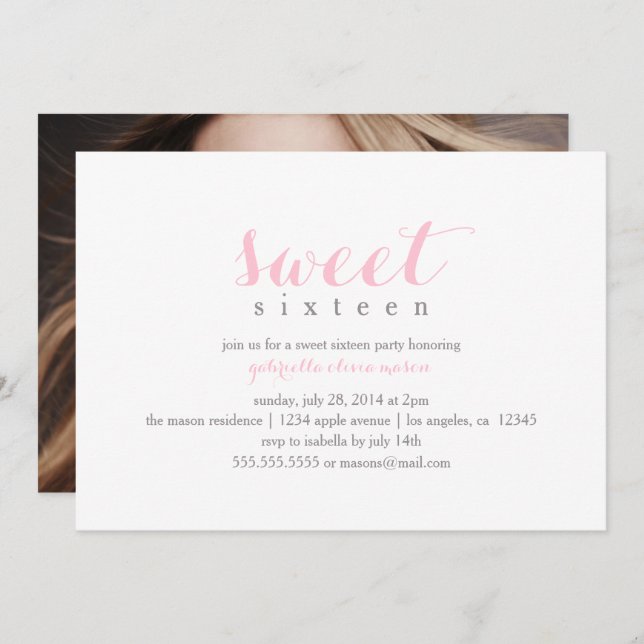 Foto 16 . Geburtstag| Einladung zur Geburtstagspar (Vorne/Hinten)