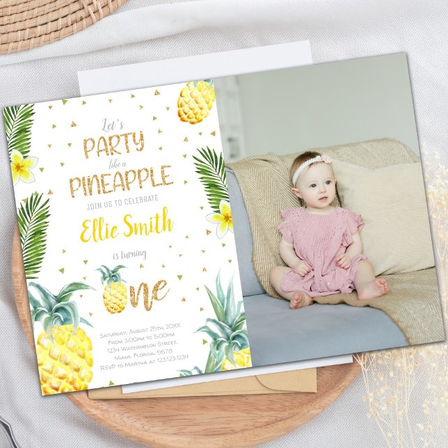 Foto 1. Geburtstag Ananas Geburtstag Einladungen (Photo 1st Birthday Pineapple Birthday Invitations)
