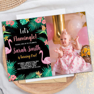 Foto 1. Rosa Flamingo Geburtstag Einladungen