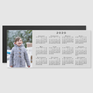 Foto 2020 Kalender auf Grau hinzufügen Magnetkarte