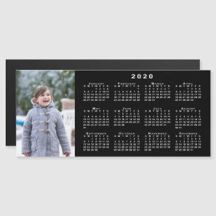 Foto 2020 Kalender auf Schwarz hinzufügen Magnetkarte