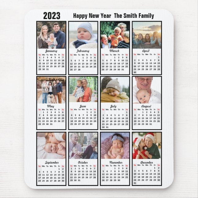 Foto 2023 Kalender 12 Familie Modernes Minimalisti Mousepad (Vorne)