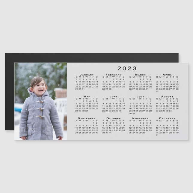 Foto 2023 Kalender auf Gray Magnet hinzufügen (Vorne/Hinten)