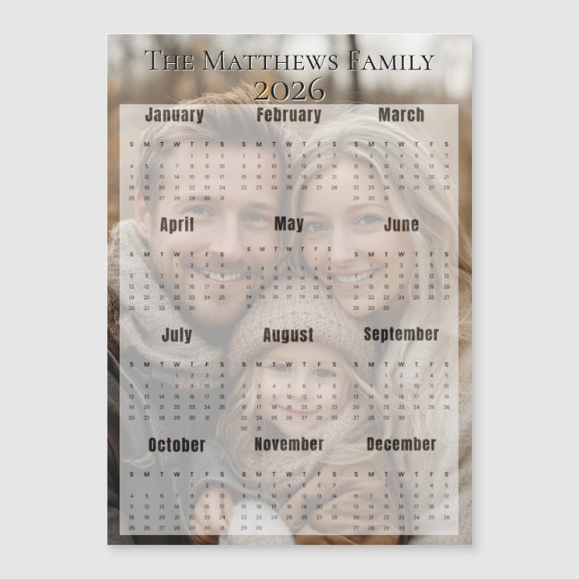 Foto 2026: Feierliche Feiertage Magnetkarte (Vorderseite)