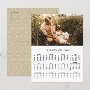 Foto 2026 Kalender 12 Monate Monogramm Feiertagspostkarte