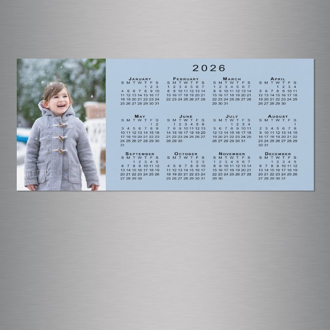 Foto 2026 Kalender auf hellblaues Magnet hinzufüge (Add Your Photo 2026 Calendar on Light Blue Magnet in situ)