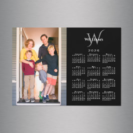 Foto 2026 Kalender Monogramm Name Schwarz Magnet