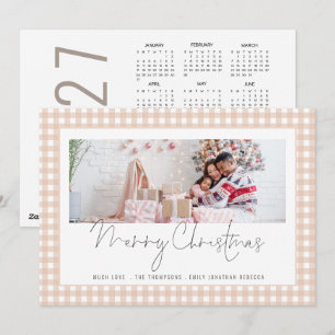 Foto 2027 Kalender creme Gingham Frohe Weihnachten