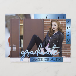 FOTO 2   Blaues Script Cool Brush Keepake Einladung