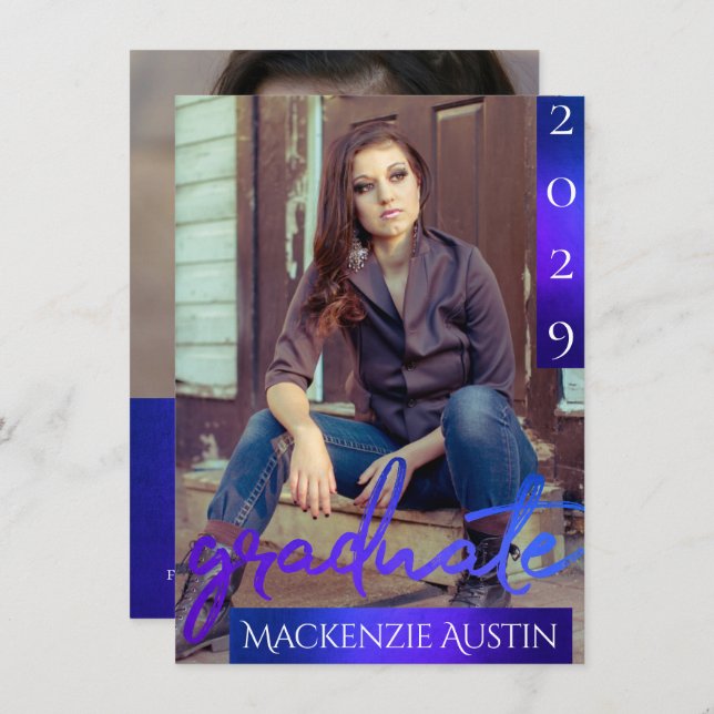 FOTO 2 | Mermaid Ombre Blue Green Party Einladung (Vorne/Hinten)