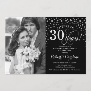 Foto 30. Hochzeitstag - Silber Schwarz Einladung