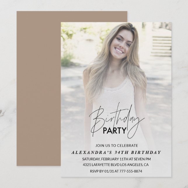 Foto 34. Geburtstagsfeier Einladung (Vorne/Hinten)