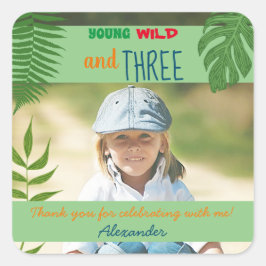 Foto 3. Geburtstag Vielen Dank Quadratischer Aufkleber