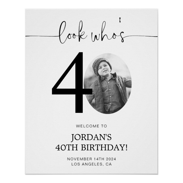 Foto 40. Geburtstag Begrüßungszeichen | Schau mal, Poster (Vorderseite)