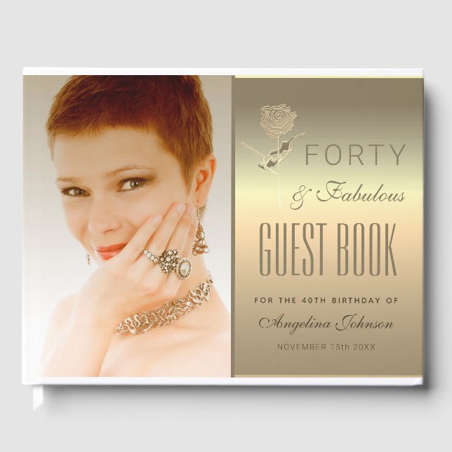 Foto 40. Geburtstag Gold Gästebuch (Vorderseite)