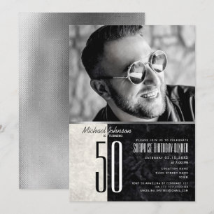 Foto 40. Geburtstag, Schwarz-Weiß-Marmor Einladung