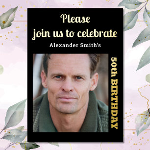 Foto 50. Geburtstag Schwarzes Gold Folieneinladung