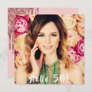 Foto 50. Geburtstagsparty Hallo 50 Rose Gold Tropf Einladung