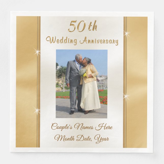 Foto 50. Hochzeit zum Jubiläum Abendessen Napkins Serviette (Vorderseite)