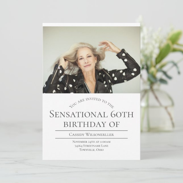 Foto 60. Geburtstag Einladung (Stehend Vorderseite)