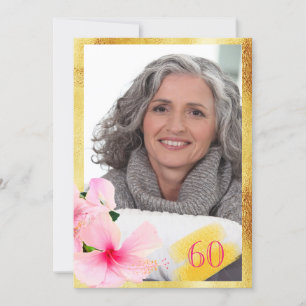Foto 60. Geburtstag pinkfarben, floralweiß Einladung