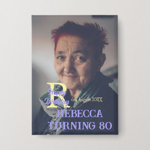 Foto 80. Geburtstag hinzufügen Namensdatum modern  Button