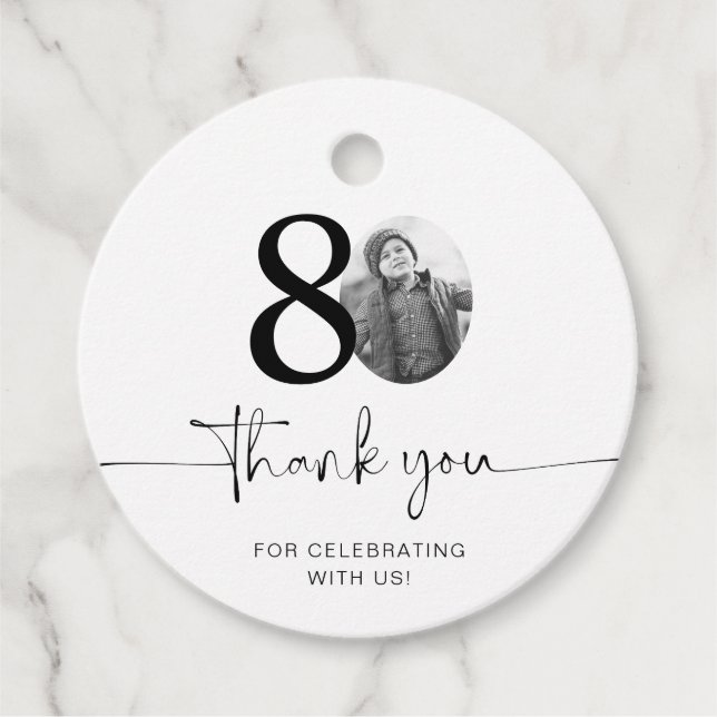 Foto 80. Geburtstag Vielen Dank Geschenkanhänger (Vorderseite)