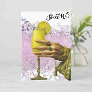 *~* FOTO A101 Verzierter Cocktail 27 JUNGGESELLINN Einladung