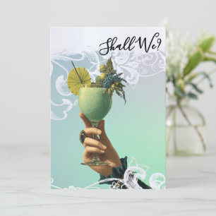 *~* FOTO A101 Verzierter Cocktail 2 JUNGGESELLINNE Einladung