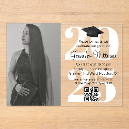 Foto Abschluss 2025 Party qr weites Skript Acryleinladungen