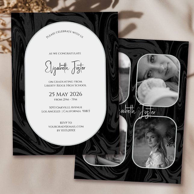 Foto-Abschluss aus schwarzem und weißem Marmor Einladung (Von Creator hochgeladen)