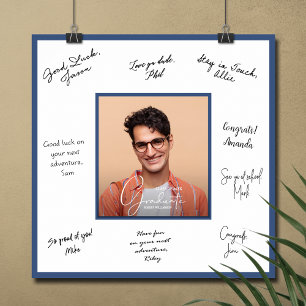 Foto-Abschluss-Autogramm Blau Poster