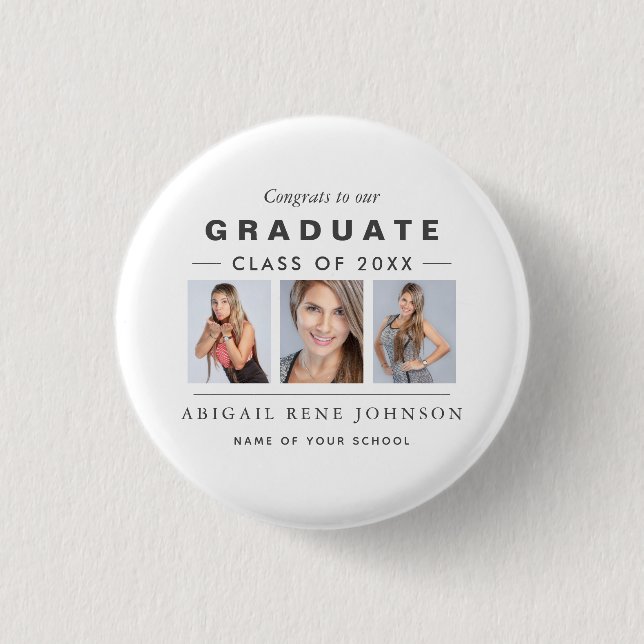 Foto Abschluss Collage Graduate Custom Button (Vorderseite)