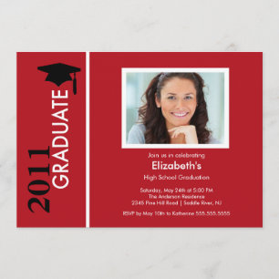 Foto Abschluss Einladung Classy Red & Black