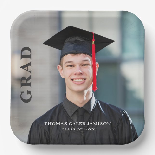 Foto Abschluss Einladung Pappteller (Vorderseite)