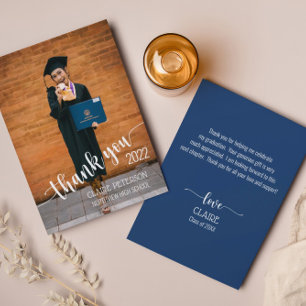 Foto Abschluss Elegantes Script Dankeschön Karte